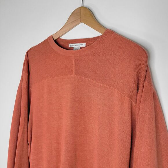 Vintage GEOFFREY BEENE Orange Silk Blend Sweater Size XL Crew Neck Preppy - Picture 5 of 9